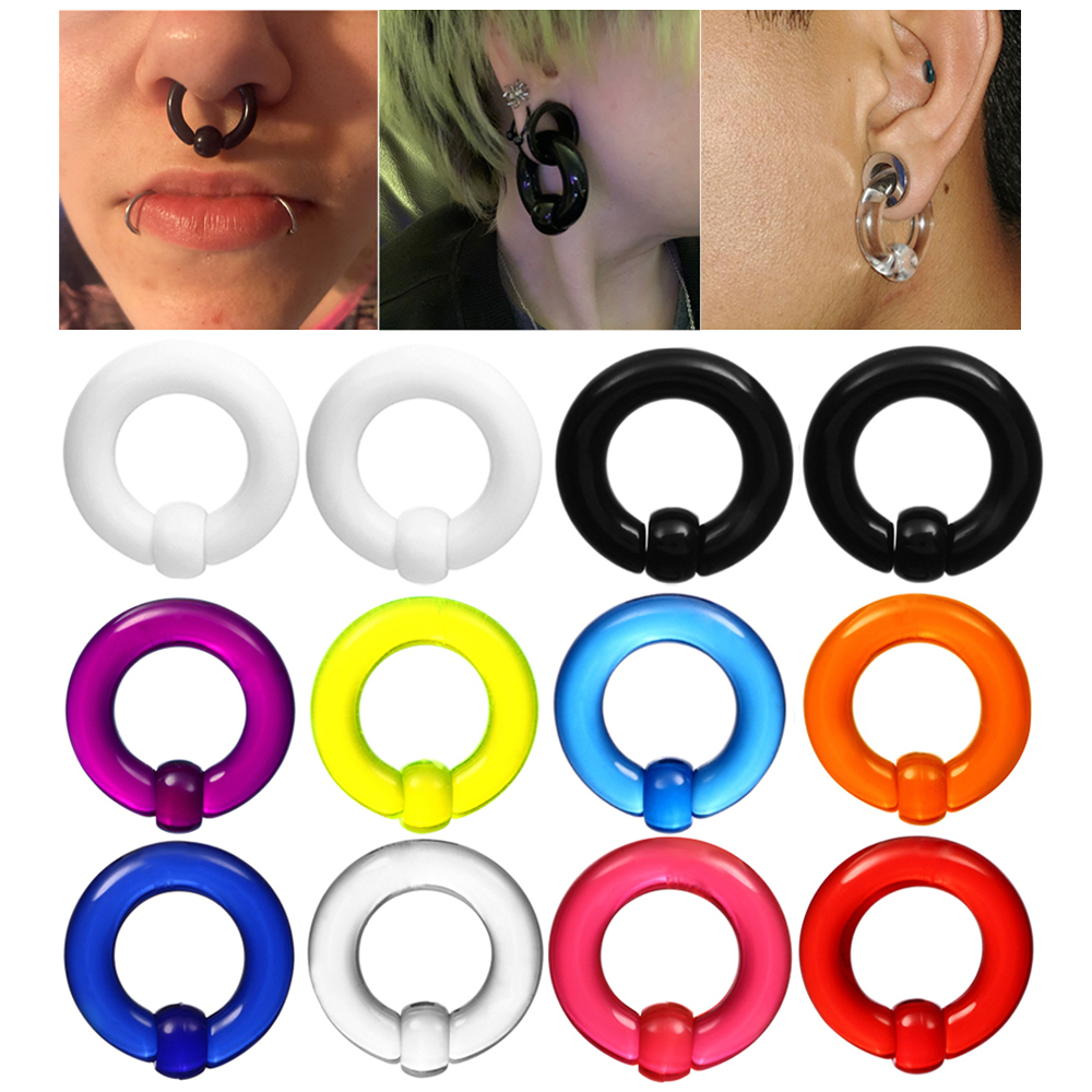 Body Jewelry Gauge Sizes - Pair Acrylic BCR Captive Bead Ring