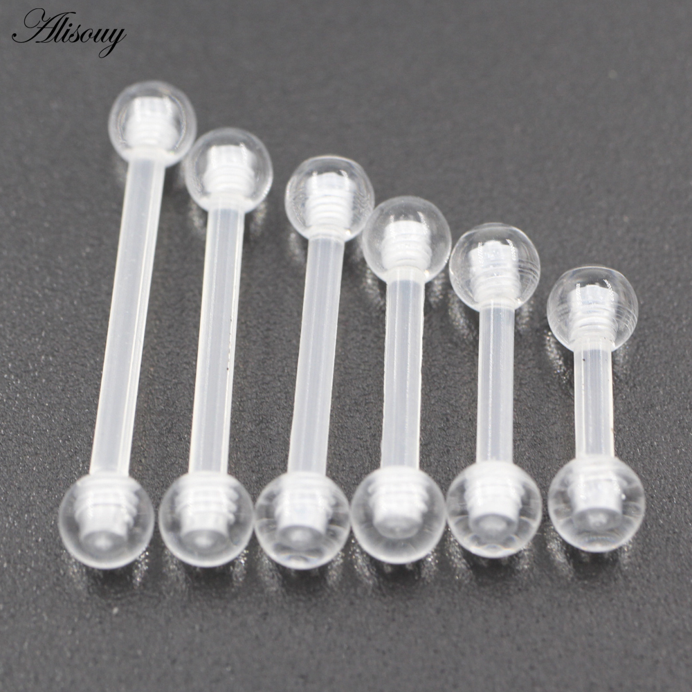 Body Jewelry Industrial - 2PCS Transparent Acrylic UV Ball Dumbbell
