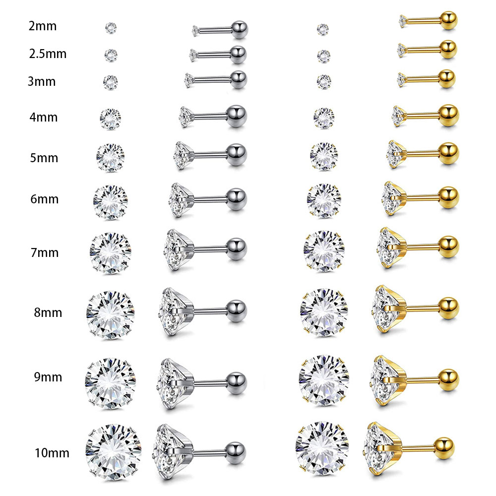 Body Jewelry Surgical Steel - 1Pair Surgical Steel Catch Round Zircon