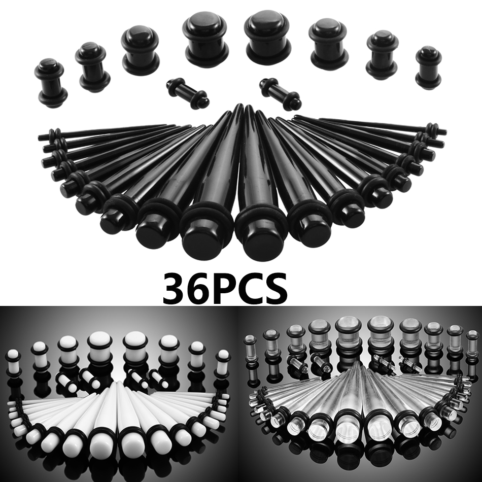 36Pcs/lot 1.6-10mm Full Size A - Body Jewelry Gauge Sizes のレビューと価格
