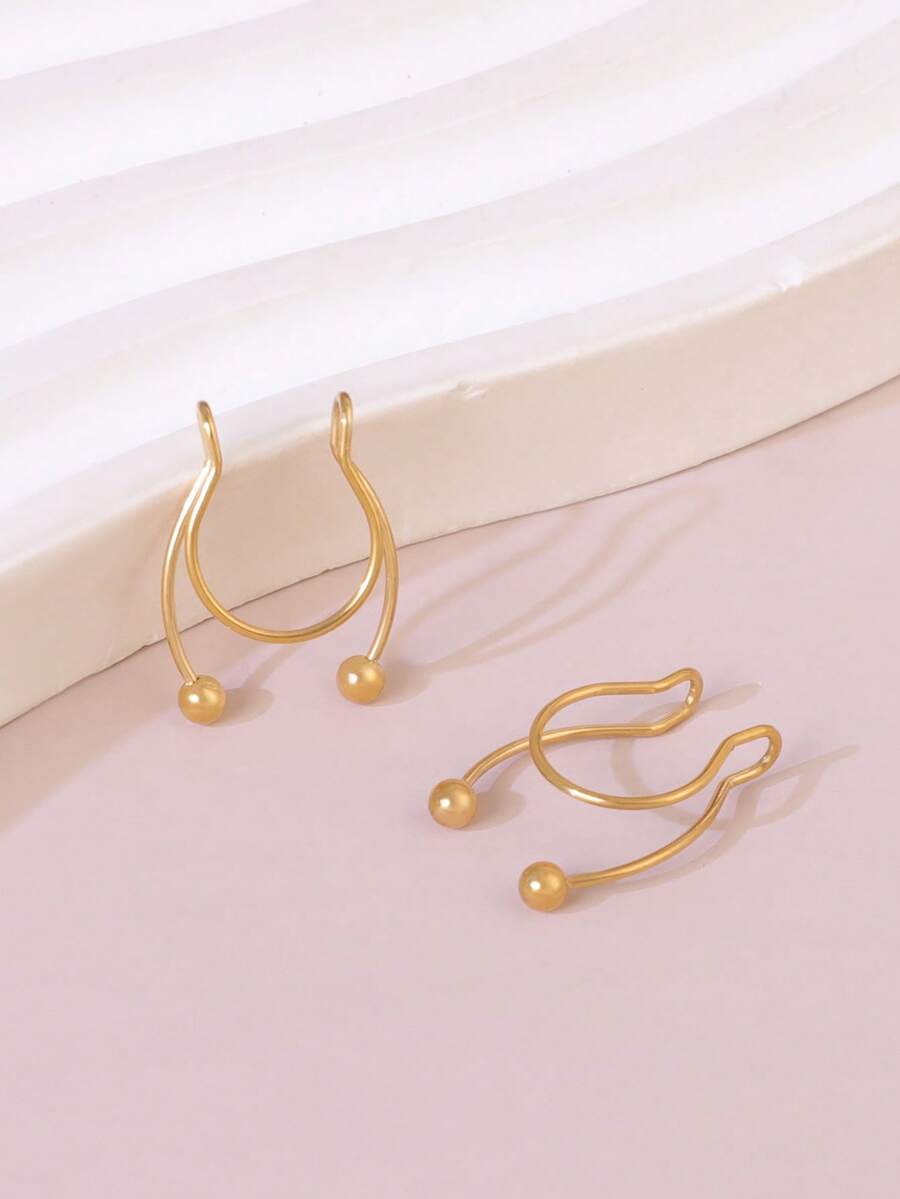 2pcs Stainless Steel Clip-On S - Body Jewelry Ear のレビューと価格