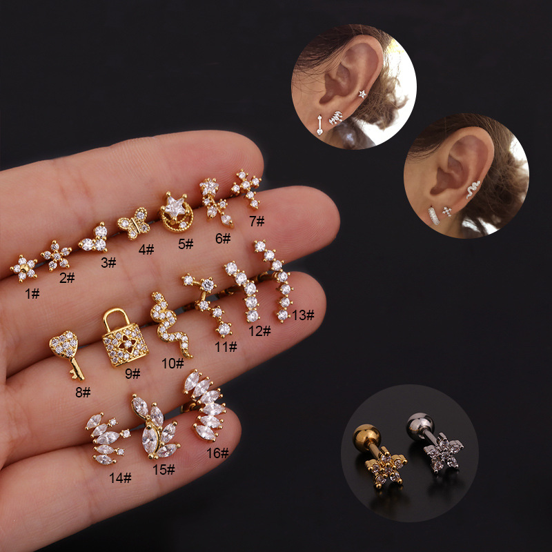 16G Stainless Steel Floral/Sna - Body Jewelry Surgical Steel のレビューと価格