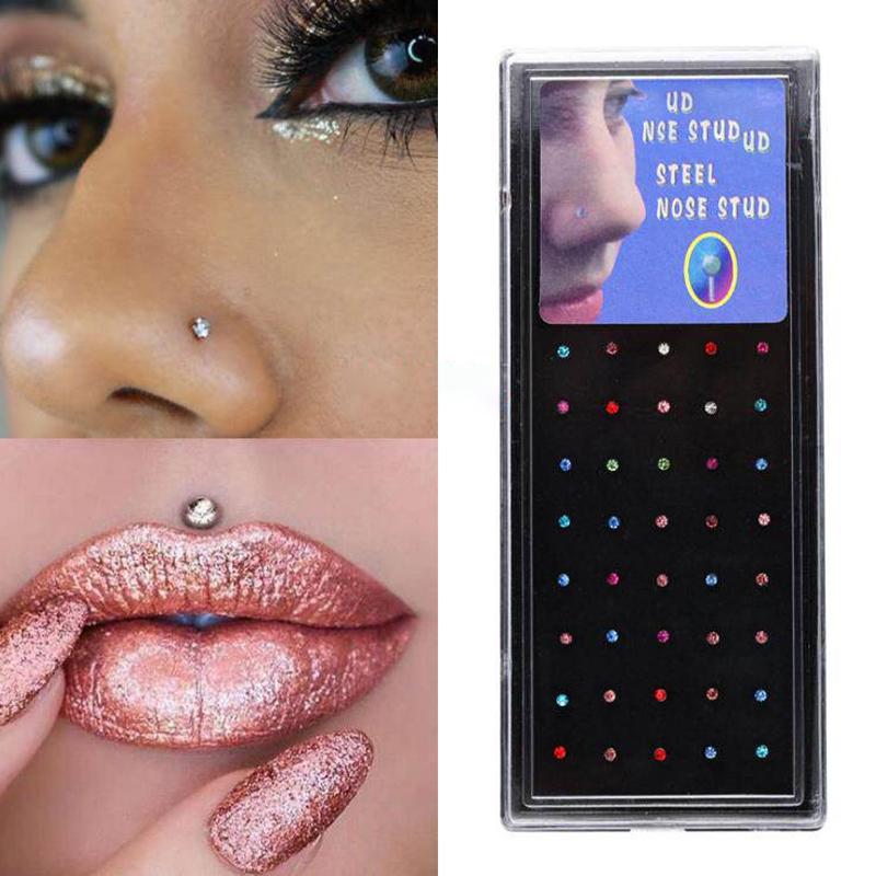Si 60Pcs new Straight Nose Stu - Body Jewelry Nose Studs のレビューと価格