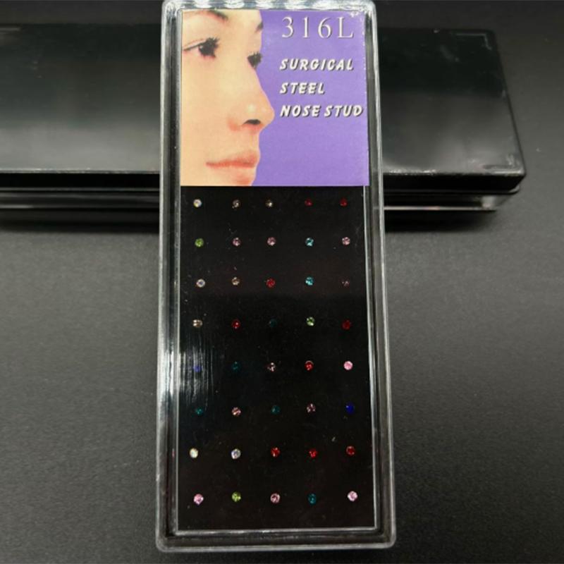 Si 60Pcs new Straight Nose Stu - Body Jewelry Nose Studs のレビューと価格