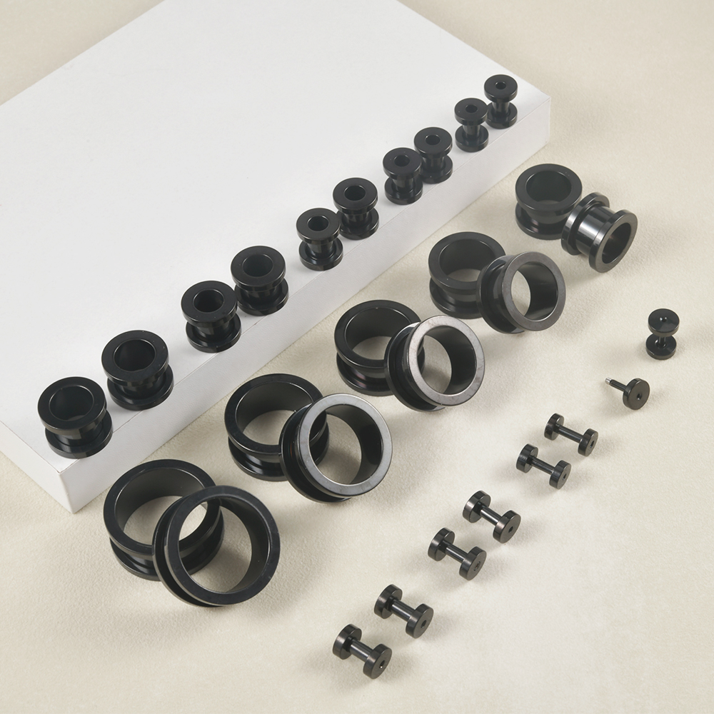 1Pair Stainless Steel Black Co - Body Jewelry Gauge Sizes のレビューと価格