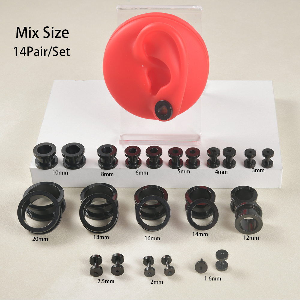 1Pair Stainless Steel Black Co - Body Jewelry Gauge Sizes のレビューと価格