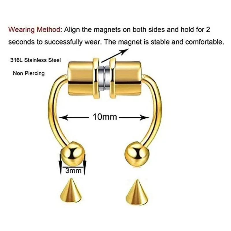 1/2/3Pcs Fake Magnetic Nose Ri - Body Jewelry Nose Studs のレビューと価格