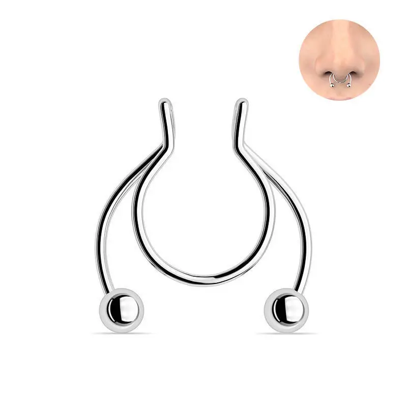 U Shaped Fake Nose Ring Hip Ho - Body Jewelry Nose Studs のレビューと価格