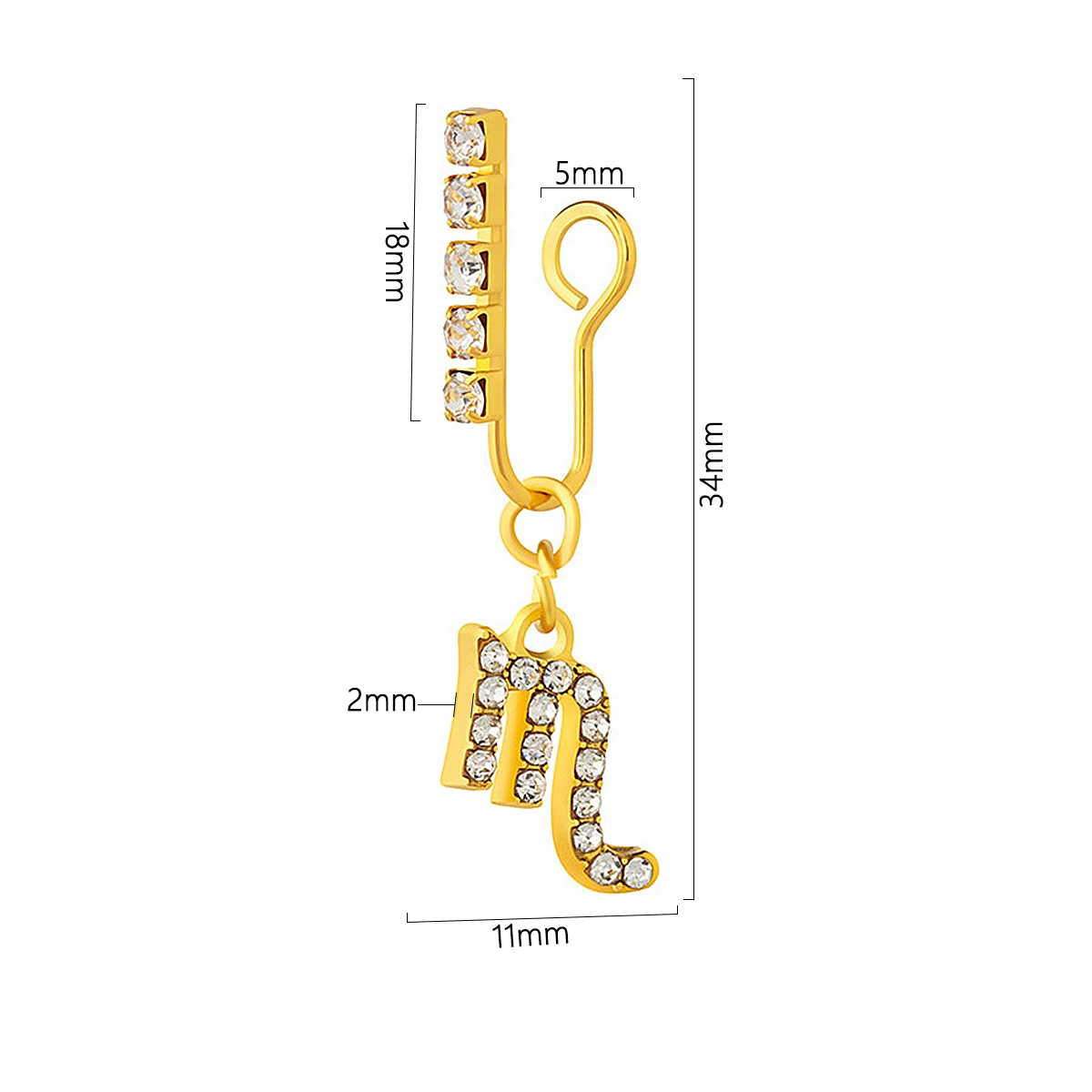 2 Pack Ear Clips Metal Zircon  - Body Jewelry Ear のレビューと価格