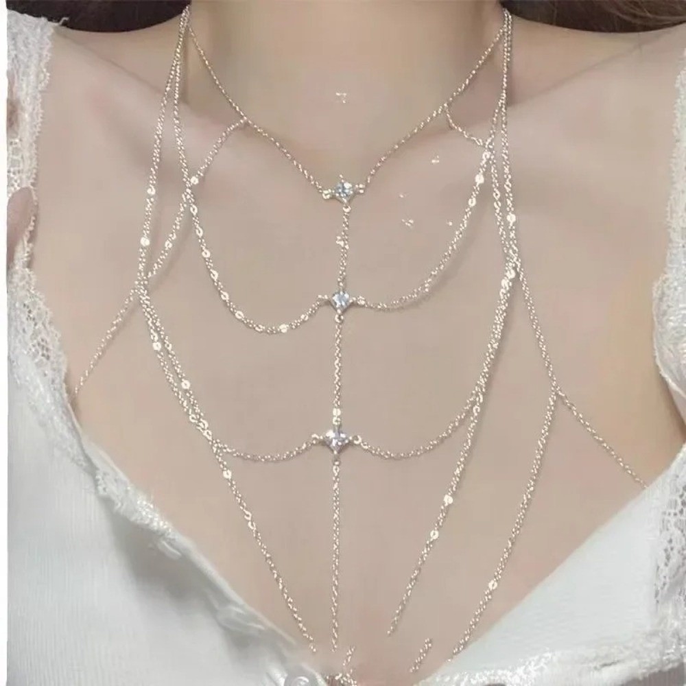 Glitter Rhinestone Bust Chain  - Body Jewelry Harness のレビューと価格