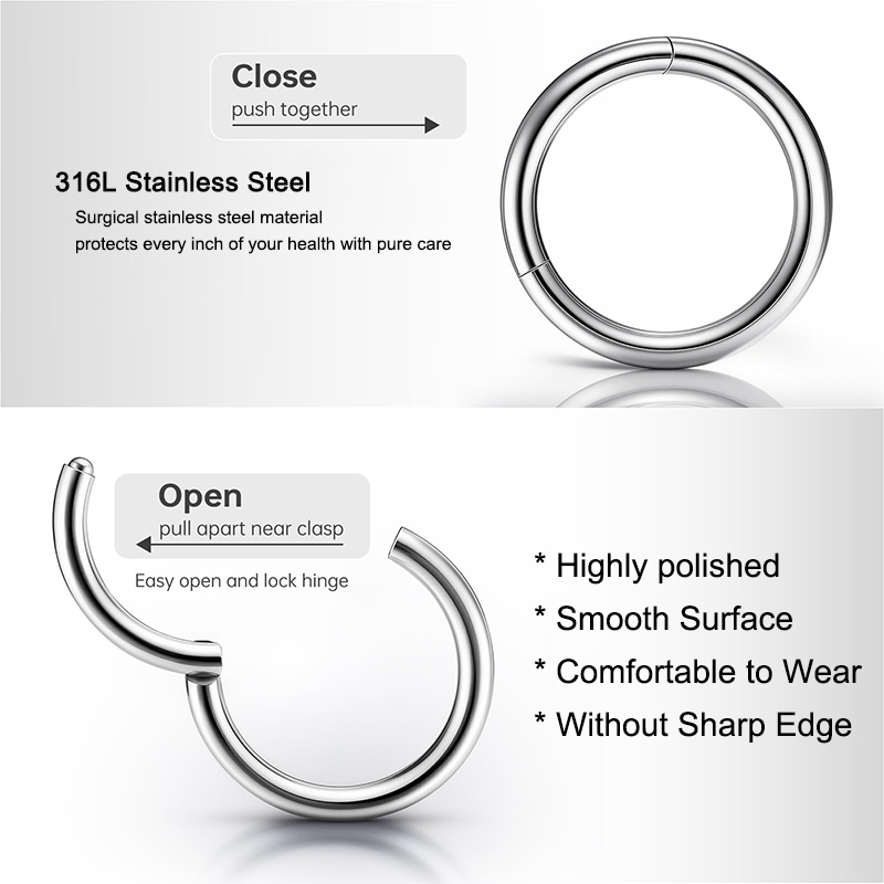 16G 316L Surgical Steel Hinged - Body Jewelry Surgical Steel のレビューと価格