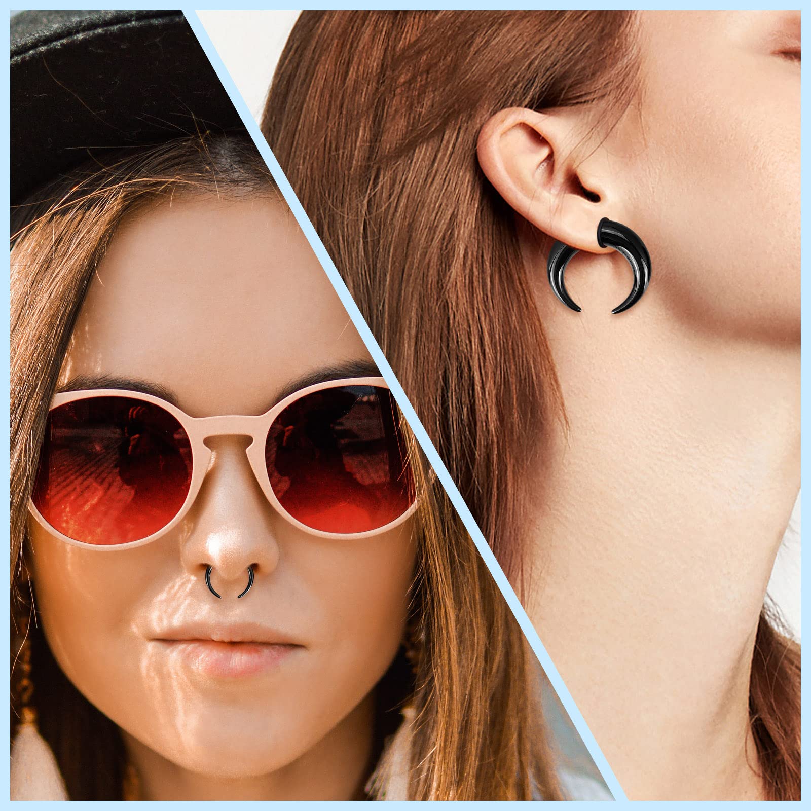 18Pcs Acrylic Septum Pincher T - Body Jewelry Gauge Sizes のレビューと価格