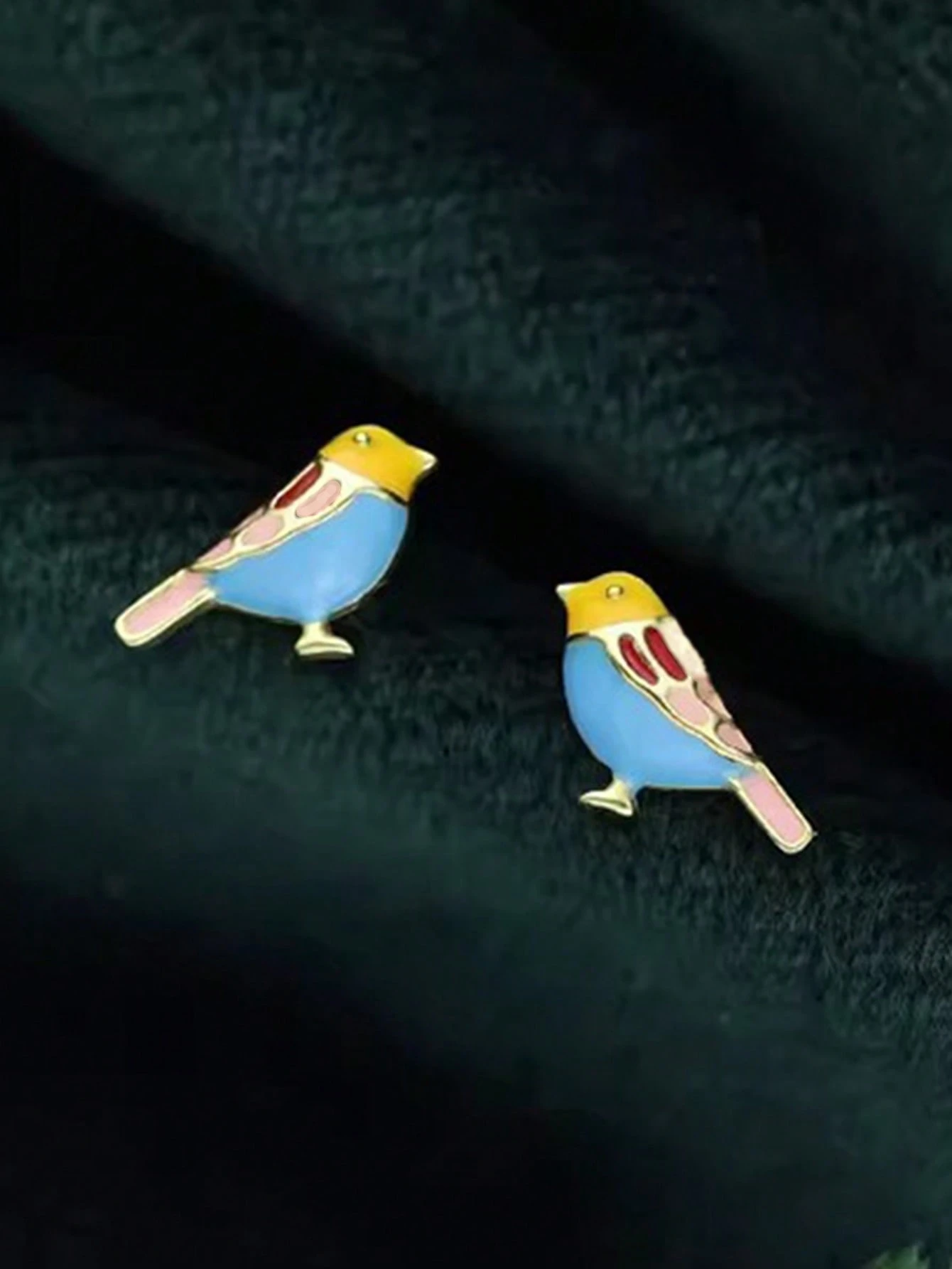 2pcs Whimsical Enamel Bird Stu - Yellow Body Jewelry のレビューと価格