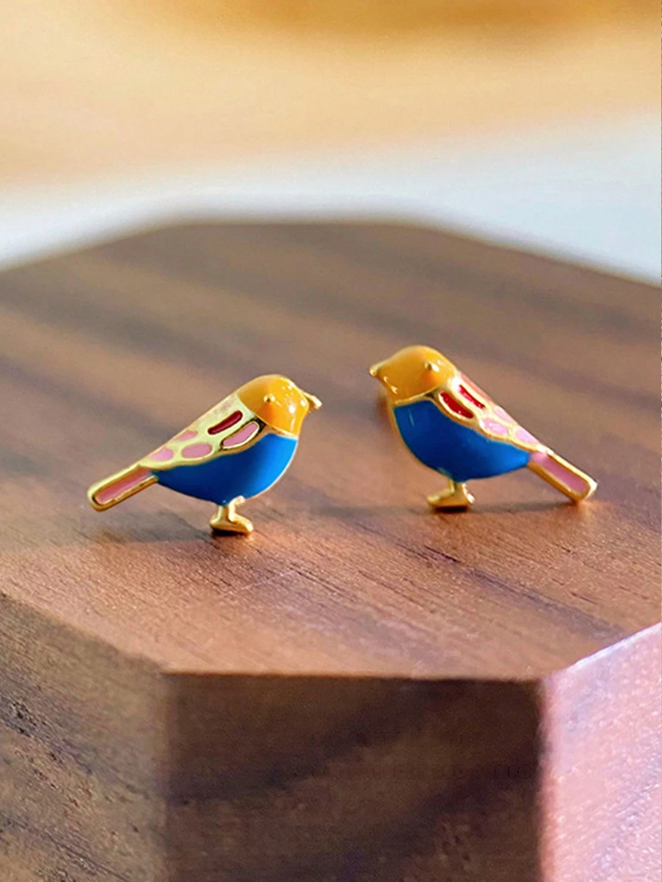 2pcs Whimsical Enamel Bird Stu - Yellow Body Jewelry のレビューと価格