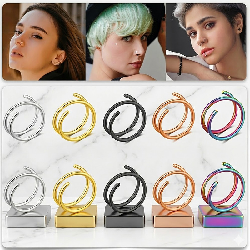 1PC Stainless Steel 316 Double - Body Jewelry Nose Studs のレビューと価格