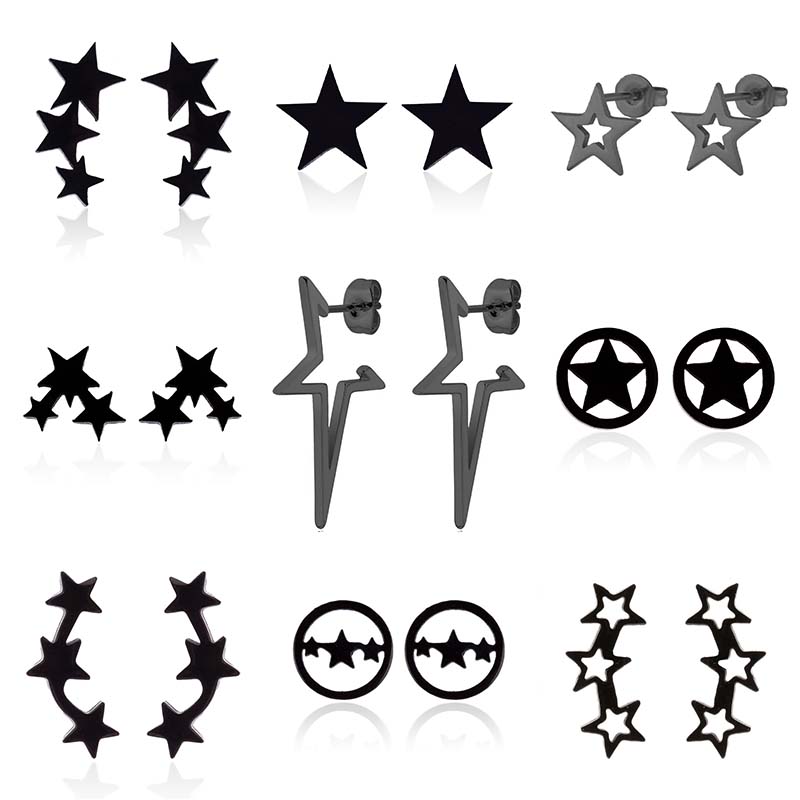 Fashion Simple Small Star Blac - Body Jewelry Surgical Steel のレビューと価格