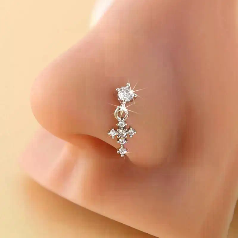 Dangle Nose Rings For Women Cr - Body Jewelry Nose Studs のレビューと価格
