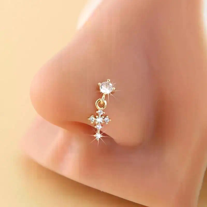 Dangle Nose Rings For Women Cr - Body Jewelry Nose Studs のレビューと価格