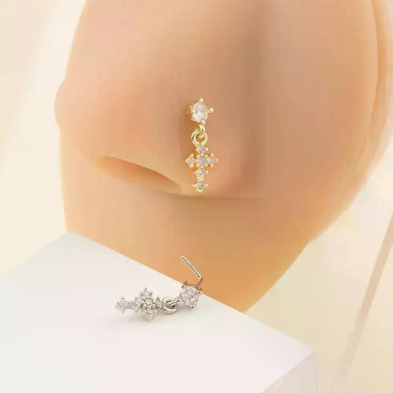 Dangle Nose Rings For Women Cr - Body Jewelry Nose Studs のレビューと価格
