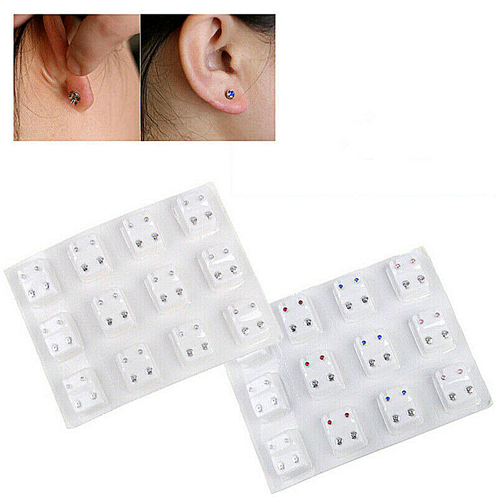 12 Pairs Crystal Medical Earri - Body Jewelry Surgical Steel のレビューと価格