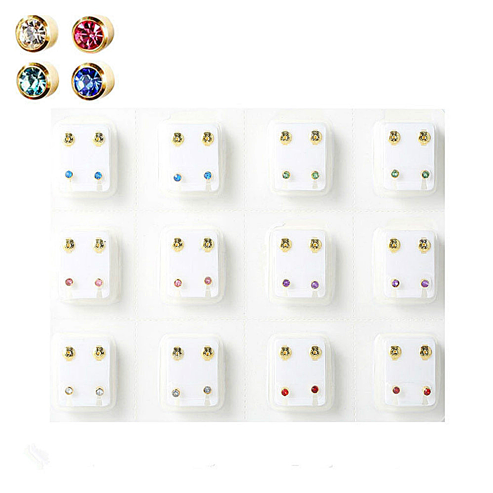 12 Pairs Crystal Medical Earri - Body Jewelry Surgical Steel のレビューと価格