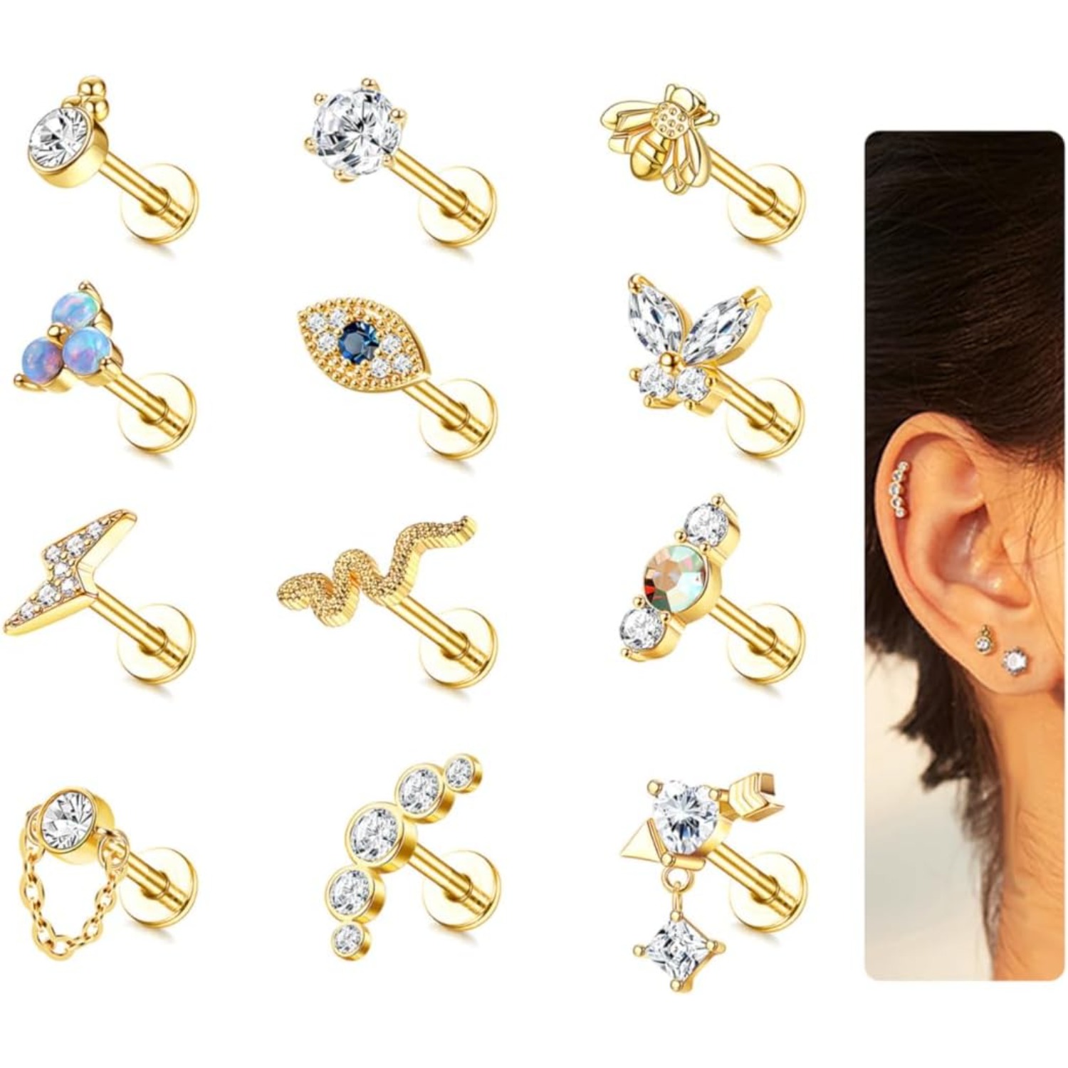 Bobisty 1Pc Cartilage Earrings - Body Jewelry Surgical Steel のレビューと価格