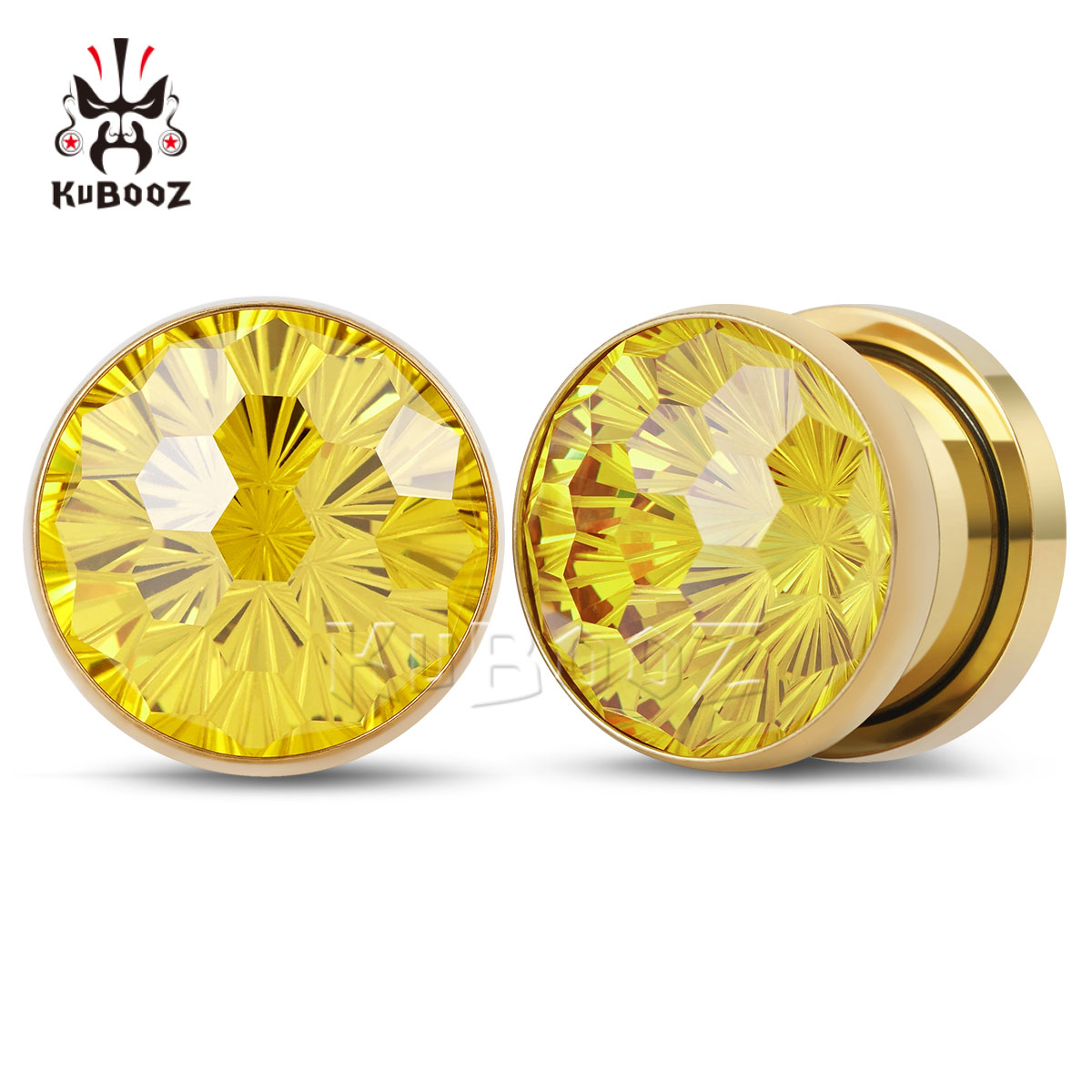 2PCS Shiny Yellow Crystal Diam - Yellow Body Jewelry のレビューと価格