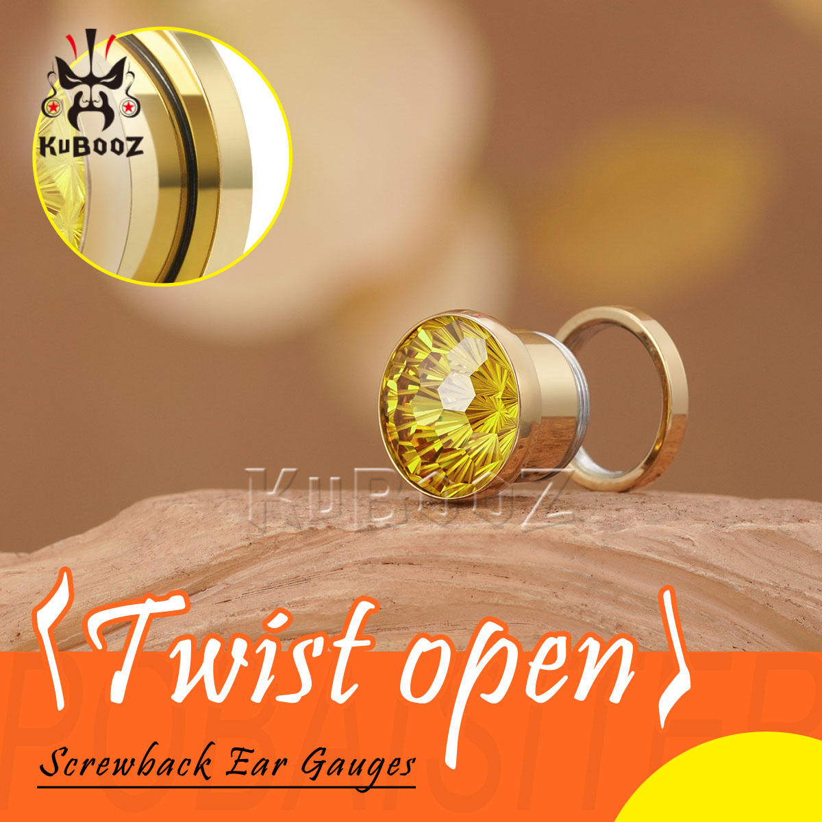 2PCS Shiny Yellow Crystal Diam - Yellow Body Jewelry のレビューと価格