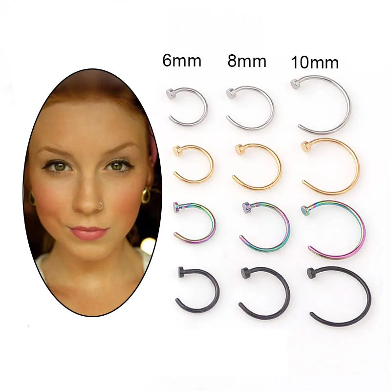 5pcs/lot 20G Nose Ring Hoop, 6 - Body Jewelry Surgical Steel のレビューと価格