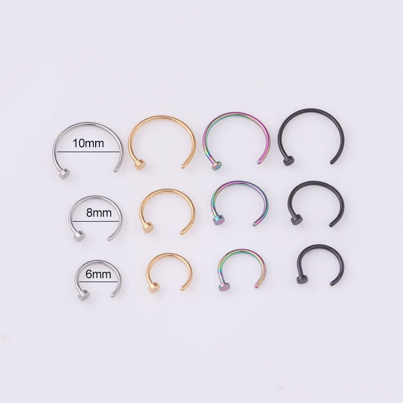 5pcs/lot 20G Nose Ring Hoop, 6 - Body Jewelry Surgical Steel のレビューと価格