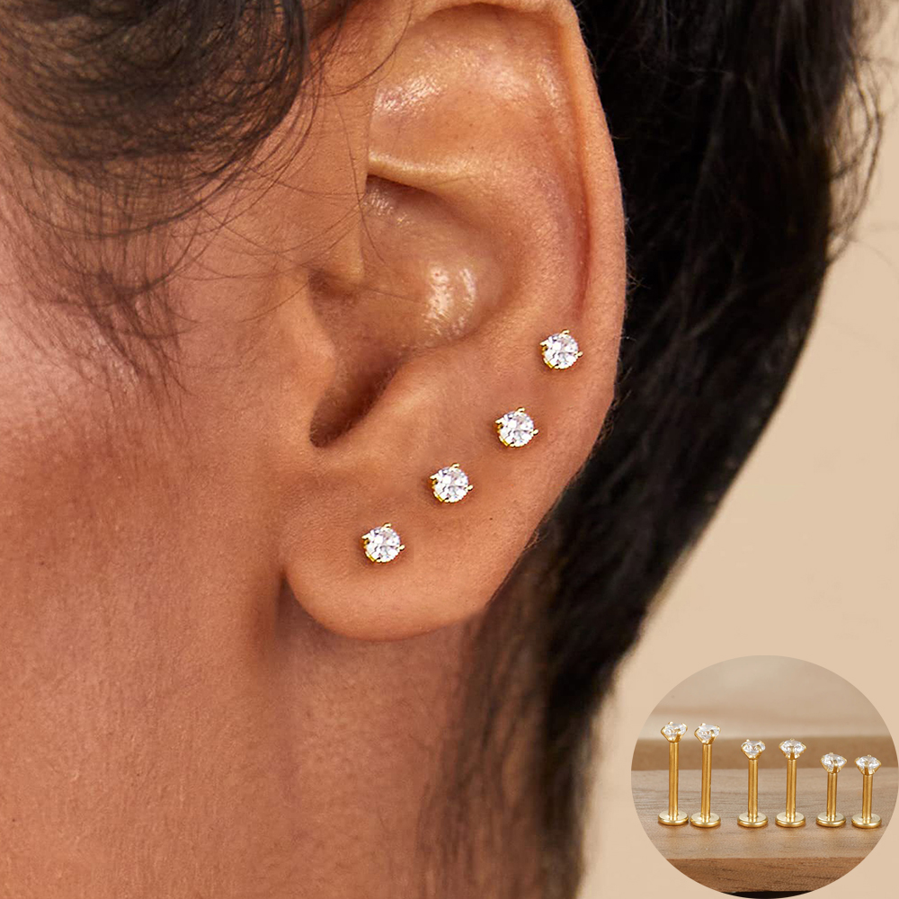Labret Tragus Stud Earring 16G - Body Jewelry Surgical Steel のレビューと価格