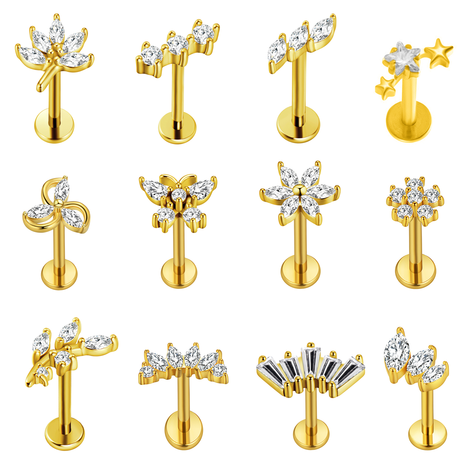 Maple Leaf Labret Piercing Sta - Body Jewelry Surgical Steel のレビューと価格