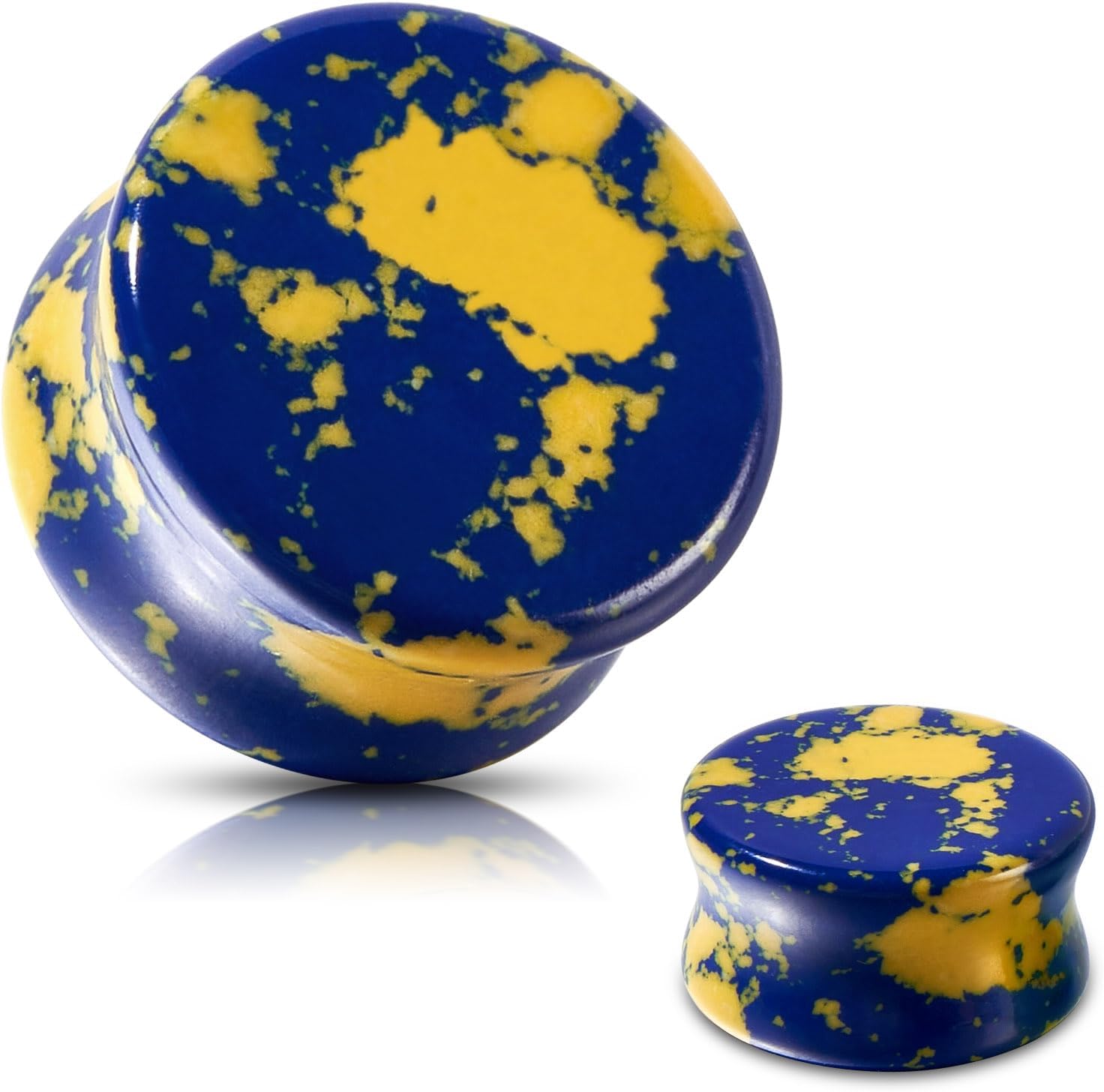Stone Ear Gauges Plugs Saddle  - Yellow Body Jewelry のレビューと価格