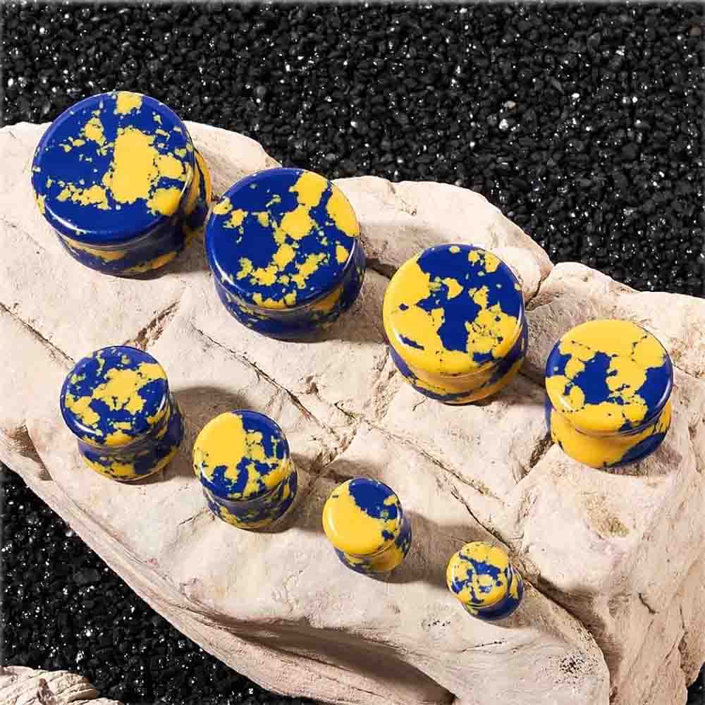 Stone Ear Gauges Plugs Saddle  - Yellow Body Jewelry のレビューと価格