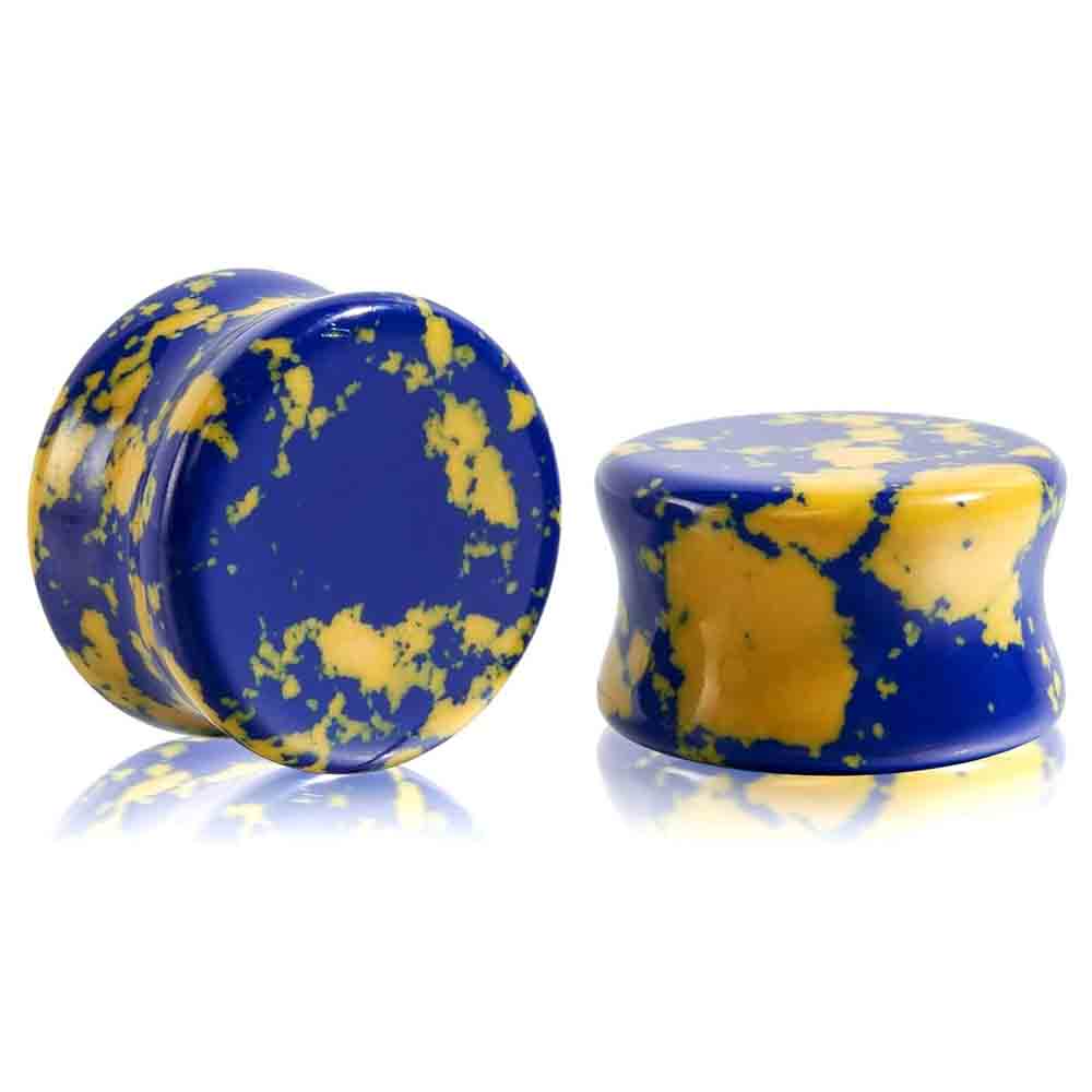 Stone Ear Gauges Plugs Saddle  - Yellow Body Jewelry のレビューと価格