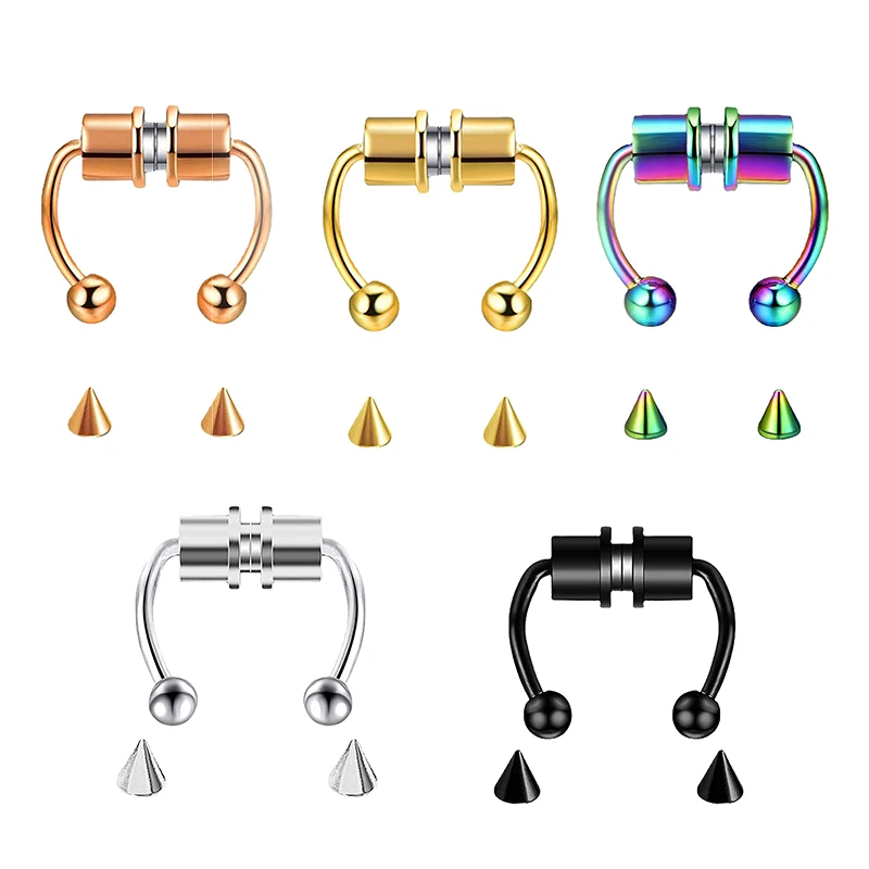Fake Piercing Nose Ring Hoop S - Body Jewelry Nose Studs のレビューと価格