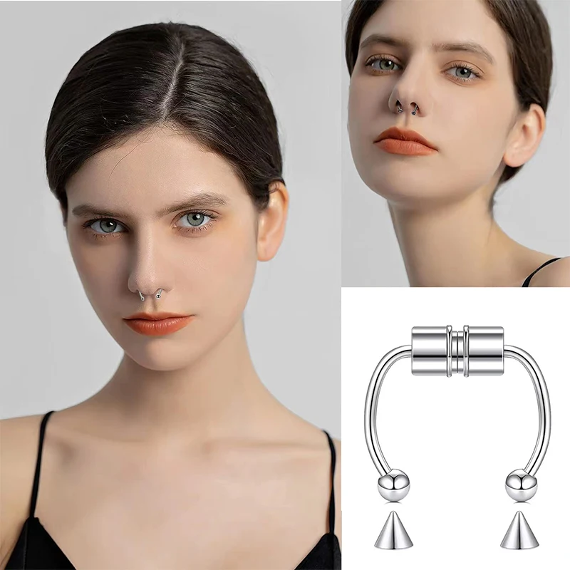 Fake Piercing Nose Ring Hoop S - Body Jewelry Nose Studs のレビューと価格