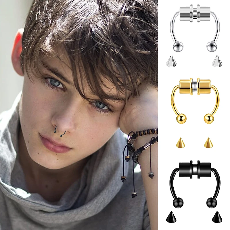 Fake Piercing Nose Ring Hoop S - Body Jewelry Nose Studs のレビューと価格