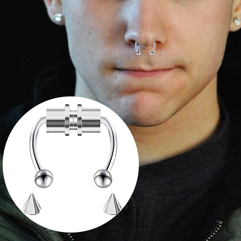 Fake Piercing Nose Ring Hoop S - Body Jewelry Nose Studs のレビューと価格