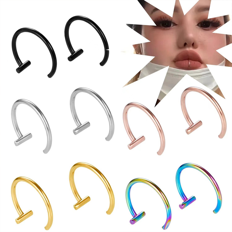 18G Surgical Steel Lip Ring Ha - Body Jewelry Surgical Steel のレビューと価格