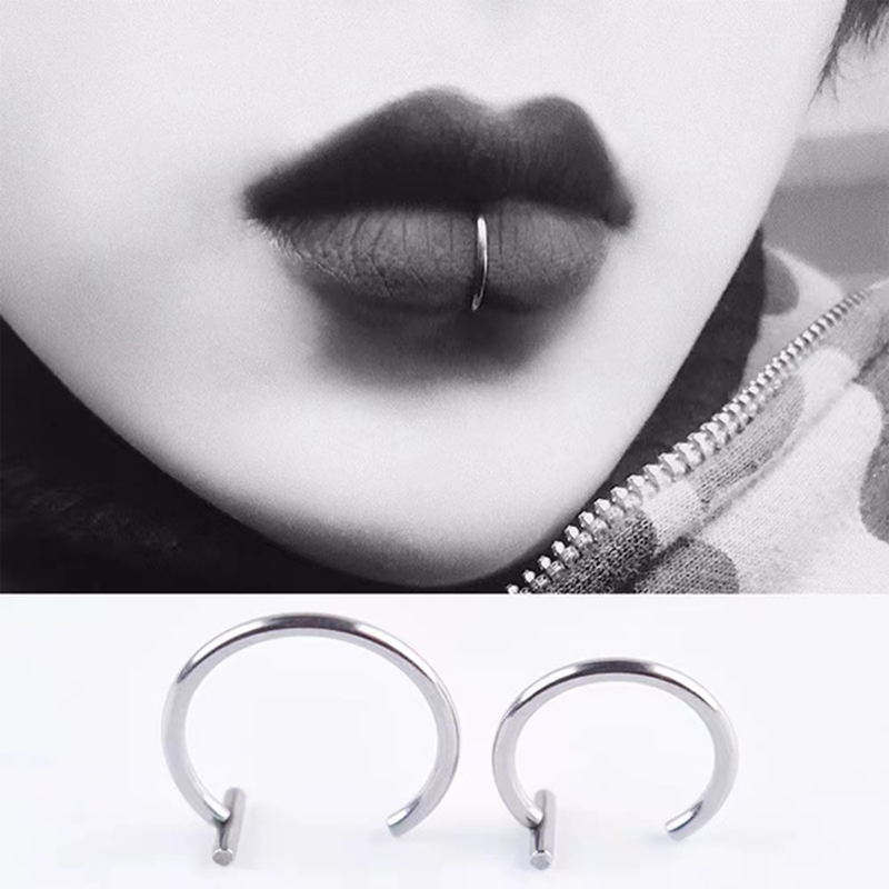 18G Surgical Steel Lip Ring Ha - Body Jewelry Surgical Steel のレビューと価格