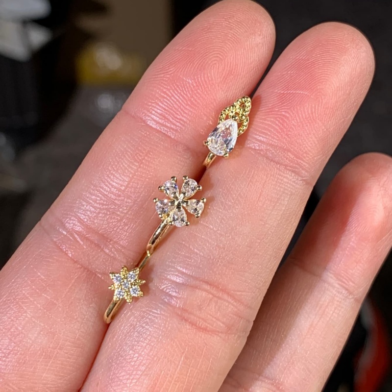 3-piece French style minimalis - Body Jewelry Nose Studs のレビューと価格