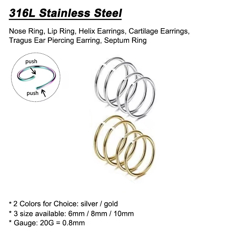 6pcs/lot Hypoallergenic Nose R - Body Jewelry Nose Studs のレビューと価格