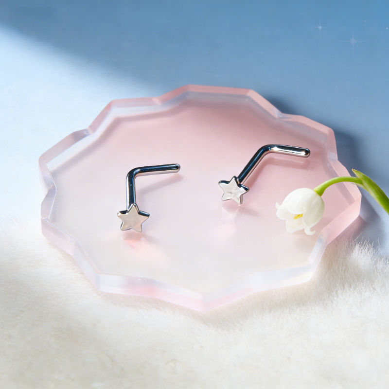 1Pc Trendy Sweet Cool Style St - Body Jewelry Nose Studs のレビューと価格