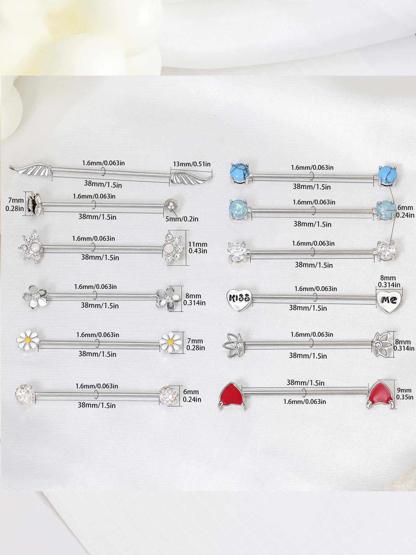 16G Arrows Hearts Industrial B - Body Jewelry Surgical Steel のレビューと価格