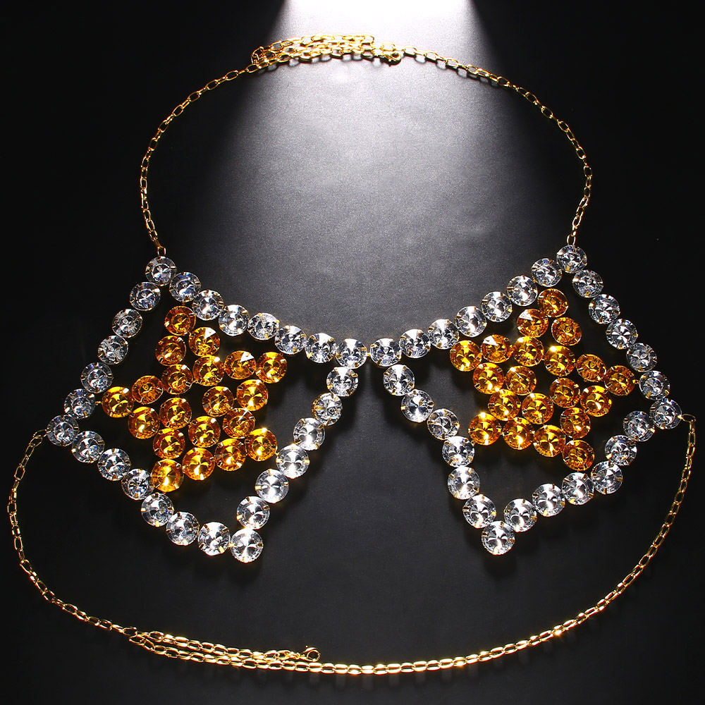 Sexy Yellow Pentagram Chest Ch - Yellow Body Jewelry のレビューと価格