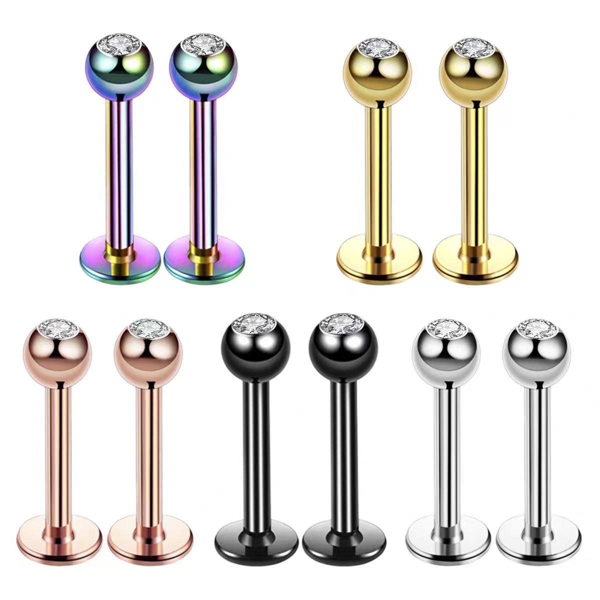 16G Surgical Steel Ball Top CZ - Body Jewelry Surgical Steel のレビューと価格