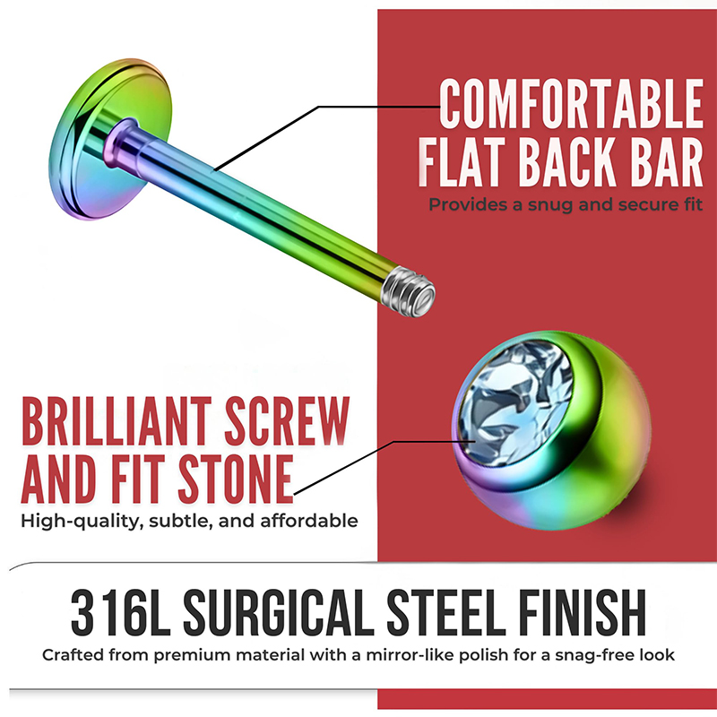16G Surgical Steel Ball Top CZ - Body Jewelry Surgical Steel のレビューと価格