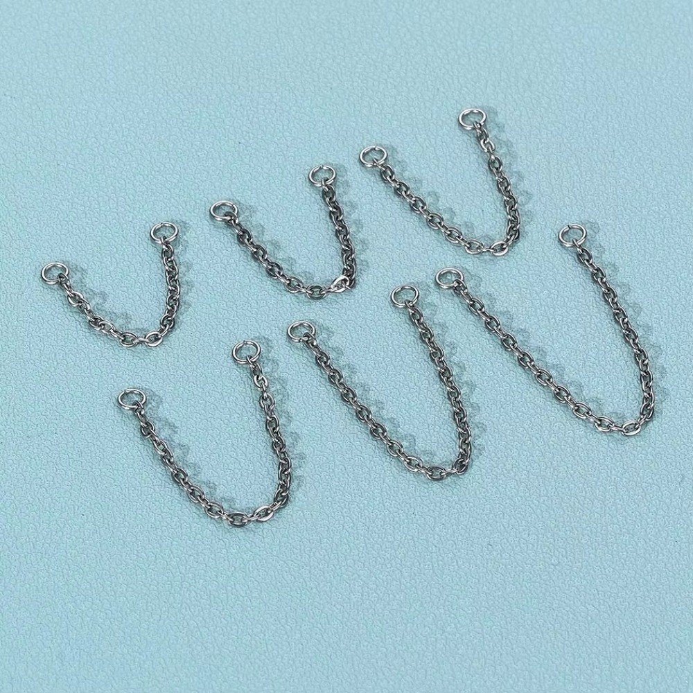 Titanium Nose Chain Double Cha - Body Jewelry Ear のレビューと価格