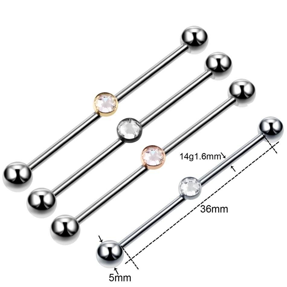 1PC Titanium Piercing Gem Indu - Body Jewelry Industrial のレビューと価格
